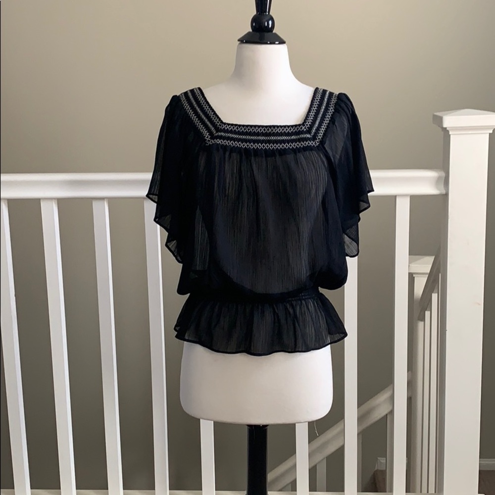 ❤️❤️Mudd sheer black blouse size L